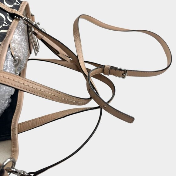 COACH Park Metro Dream C Black & Ivory Monogram C Purse Tote Shoulder Bag F26201 - Picture 12 of 16